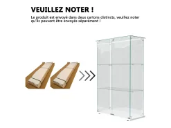 Vitrina de cristal con 4 estantes y puerta doble, vitrina para sala de estar