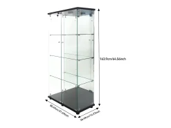 Vitrina de cristal con 4 estantes, 80,49 x 36,49 x 163,9 cm, con 2 puertas, con luz LED, color negro