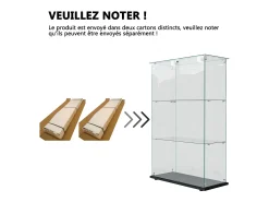Vitrina de cristal con 4 estantes y puerta doble, vitrina para sala de estar