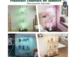 Vitrina de cristal con 4 estantes y puertas dobles – Muebles de salón elegantes