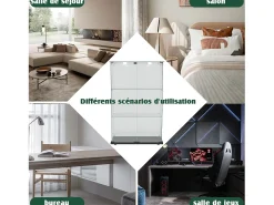 Vitrina de cristal con 4 estantes y puertas dobles – Muebles de salón elegantes