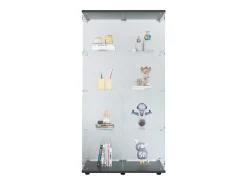 Vitrina de cristal con 4 estantes, 2 puertas y cerradura, 164 x 80 x 36 cm, color negro