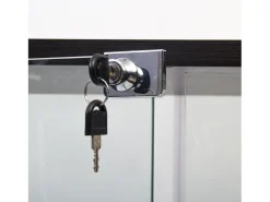 Vitrina de cristal con 4 estantes, 2 puertas y cerradura, 164 x 80 x 36 cm, color negro