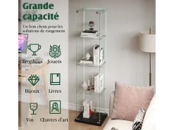 Vitrina de cristal con 5 estantes y puertas dobles para salón.