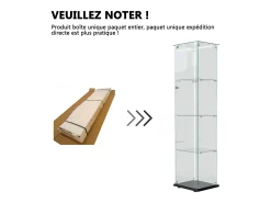 Vitrina de cristal con 5 estantes y puertas dobles para salón.