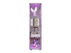 Vitrina de cristal con cerradura e iluminación LED - 4 estantes - 1 puerta - 36,5 x 42,5 x 164 cm - blanco