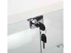 Vitrina de cristal con iluminación LED, Vitrina de cristal con cerradura, Armario de colección, 2 puertas, 4 estantes, 80 x 36 x 164 cm, Blanco