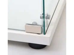 Vitrina de cristal con iluminación LED, Vitrina de cristal con cerradura, Armario de colección, 2 puertas, 4 estantes, 80 x 36 x 164 cm, Blanco