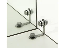 Vitrina de cristal con iluminación LED y cerradura, vitrina de cristal para salón con 2 puertas y estantes, color blanco