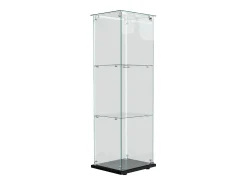Vitrina de cristal de 3 estantes con iluminación LED - 123,3 x 39,8 x 35 cm - Vitrina estrecha - Negra
