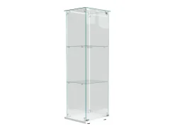 Vitrina de cristal de 3 estantes con iluminación LED - 123,3 x 39,8 x 35 cm - Vitrina estrecha - Blanco