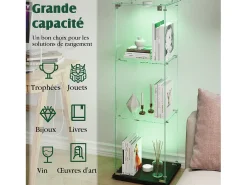 Vitrina de cristal de 3 estantes con iluminación táctil - 123,3 x 39,8 x 35 cm - Vitrina estrecha - Negra