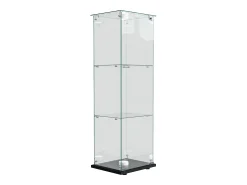 Vitrina de cristal de 3 estantes con iluminación táctil - 123,3 x 39,8 x 35 cm - Vitrina estrecha - Negra