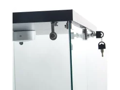 Vitrina de cristal de 163,9 x 36,49 x 80,49 cm, con estantes e iluminación LED, armario de curiosidades de doble puerta.
