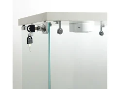 Vitrina de cristal de doble pared, 40*86*36,5 cm, con cerradura antirrobo e iluminación LED, color blanco