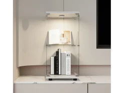 Vitrina de cristal de doble pared, 40*86*36,5 cm, con cerradura antirrobo e iluminación LED, color blanco