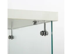 Vitrina de cristal de pie, 125 cm, con iluminación LED, cerradura, 1 puerta, 3 estantes, transparente, blanco
