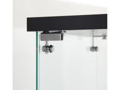 Vitrina de cristal de pie, 125 cm, con iluminación LED, cerradura, 1 puerta, 3 estantes, transparente, color negro