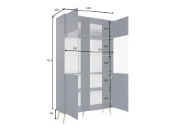 Vitrina de diseño AZURÉA – 2 puertas acristaladas LED – Azul profundo – 106x191x41 cm