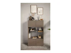 Vitrina de diseño con 2 puertas, colección DOMI, gris antracita/roble oscuro