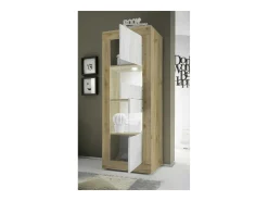 Vitrina de diseño con 2 puertas colección ACCESS. Color blanco y roble claro.