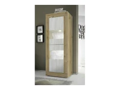 Vitrina de diseño con 2 puertas colección ACCESS. Color blanco y roble claro.