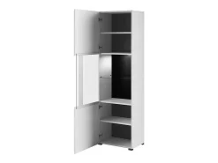 Vitrina de diseño con iluminación LED integrada colección BREDA color blanco mate y blanco brillante.