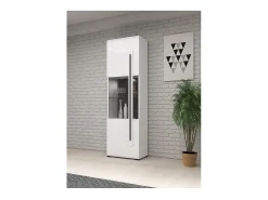 Vitrina de diseño con iluminación LED integrada colección BREDA color blanco mate y blanco brillante.