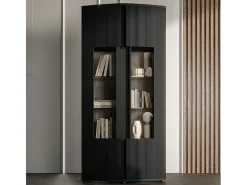 Vitrina de diseño negra con frontal curvado Looping
