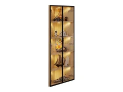 Vitrina de esquina 62×35×160 cm - con iluminación LED - 2 puertas de vidrio - natural