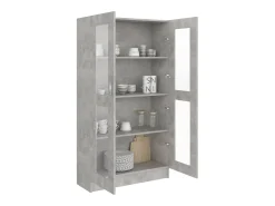 Vitrina de madera contrachapada gris hormigón 82,5x30,5x150cm ES852748