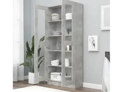 Vitrina de madera contrachapada gris hormigón 82,5x30,5x185,5cm