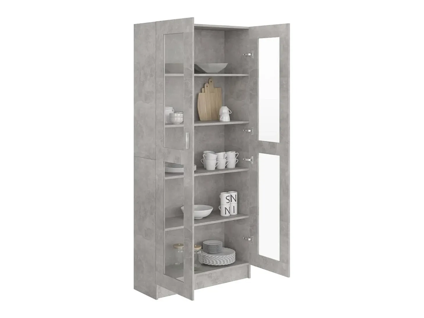 Vitrina de madera contrachapada gris hormigón 82,5x30,5x185,5cm