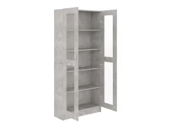 Vitrina de madera contrachapada gris hormigón 82,5x30,5x185,5cm