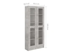 Vitrina de madera contrachapada gris hormigón 82,5x30,5x185,5cm