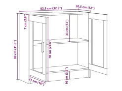 Vitrina de madera contrachapada negro 82,5x30,5x80 cm