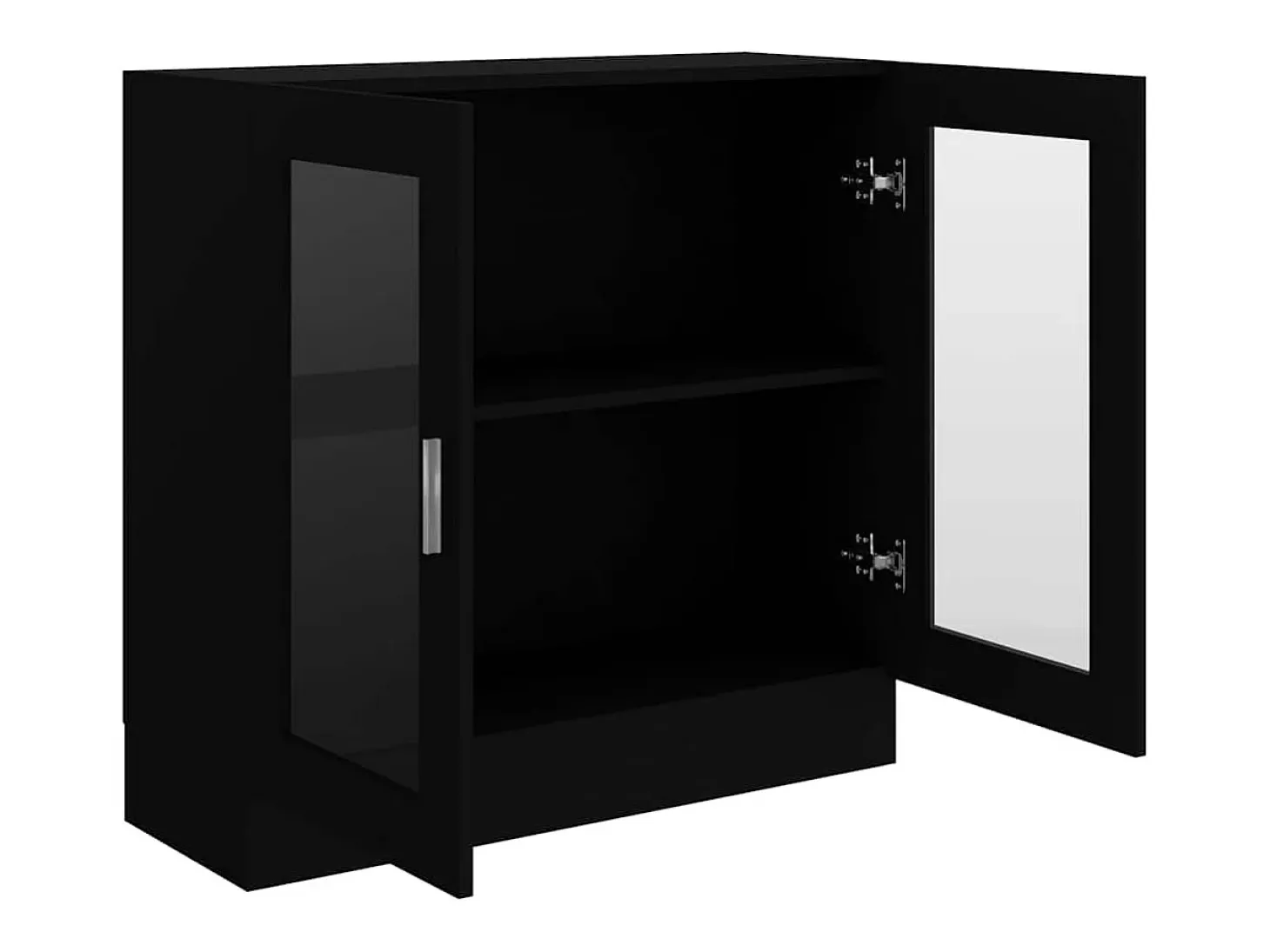 Vitrina de madera contrachapada negro 82,5x30,5x80 cm