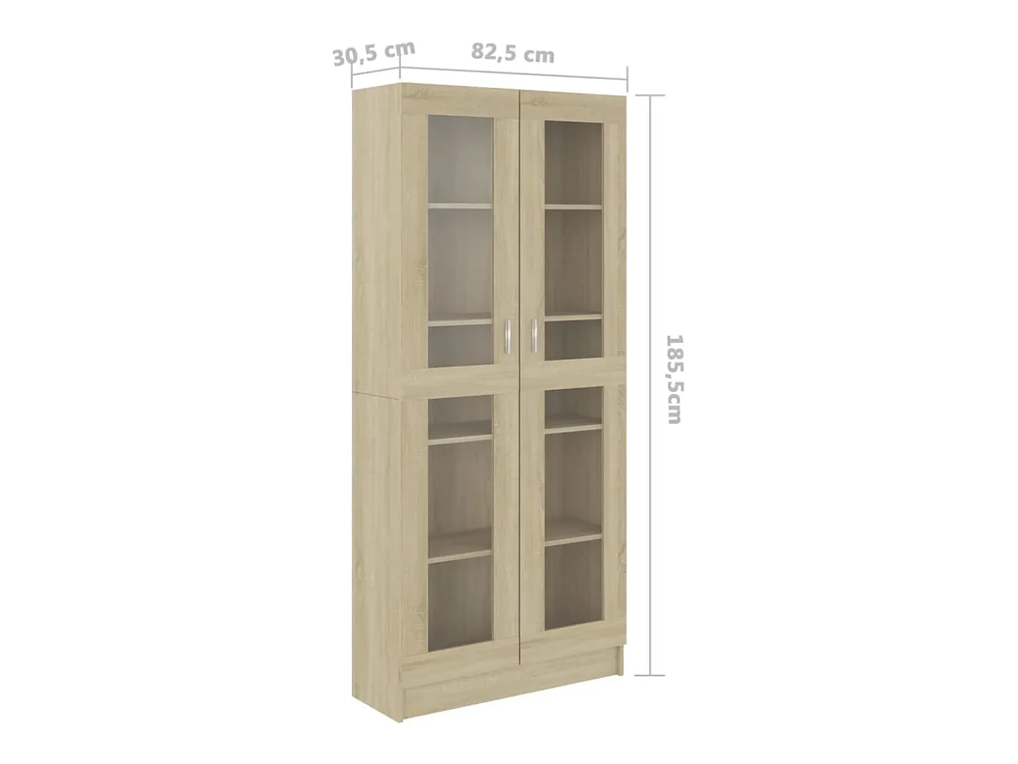 Vitrina de madera contrachapada color roble 82,5x30,5x185,5 cm