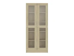 Vitrina de madera contrachapada color roble 82,5x30,5x185,5 cm