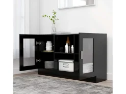 Vitrina de madera contrachapada negro 120x30,5x70 cm ES904203