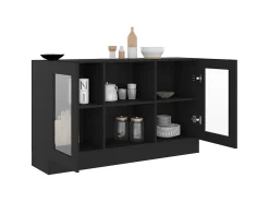 Vitrina de madera contrachapada negro 120x30,5x70 cm ES904203