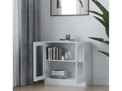 Vitrina de madera contrachapada blanco 82,5x30,5x80 cm