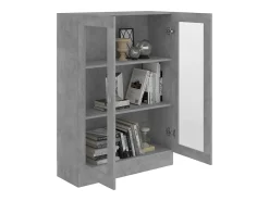 Vitrina de madera contrachapada gris hormigón 82,5x30,5x115 cm