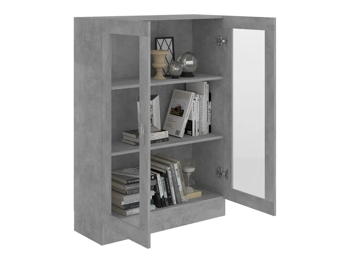 Vitrina de madera contrachapada gris hormigón 82,5x30,5x115 cm