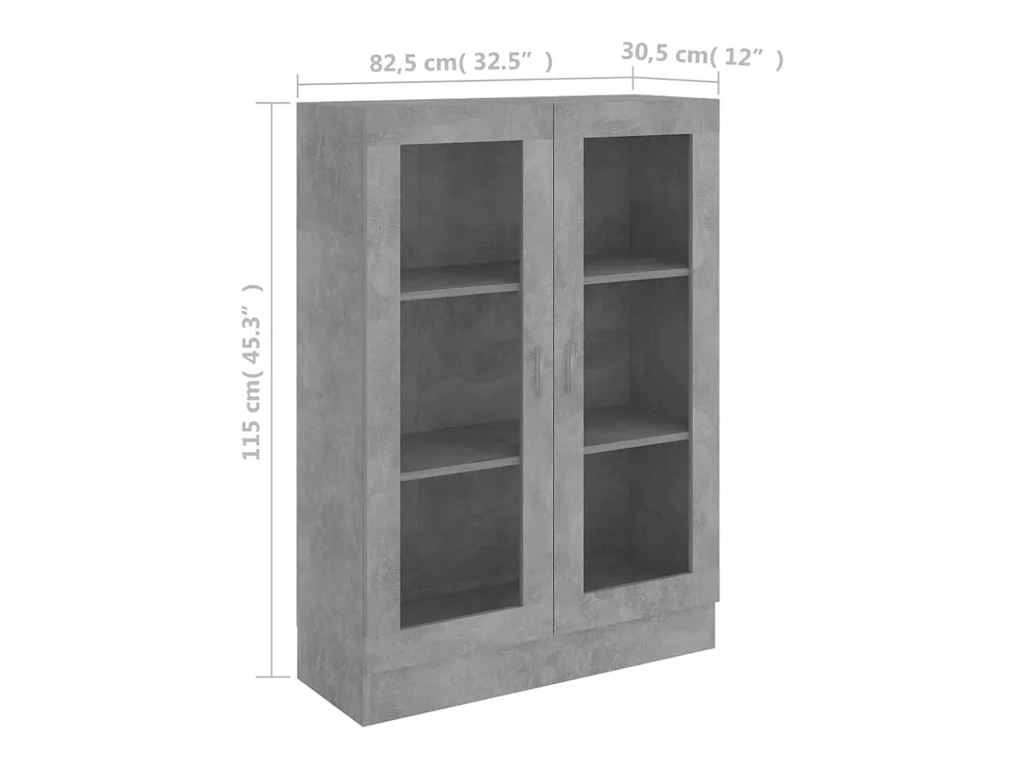 Vitrina de madera contrachapada gris hormigón 82,5x30,5x115 cm