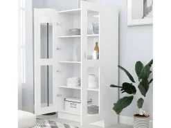 Vitrina de madera contrachapada blanco 82,5x30,5x150 cm
