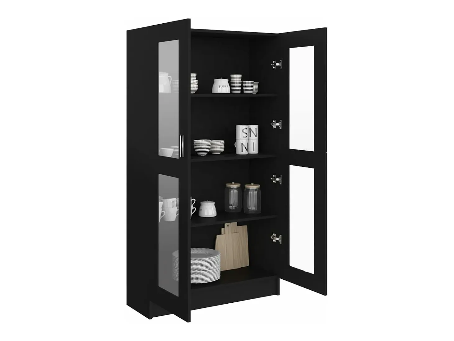 Vitrina de madera contrachapada negro 82,5x30,5x150 cm