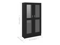 Vitrina de madera contrachapada negro 82,5x30,5x150 cm