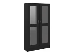 Vitrina de madera contrachapada negro 82,5x30,5x150 cm