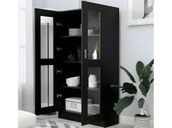 Vitrina de madera contrachapada negro 82,5x30,5x150 cm